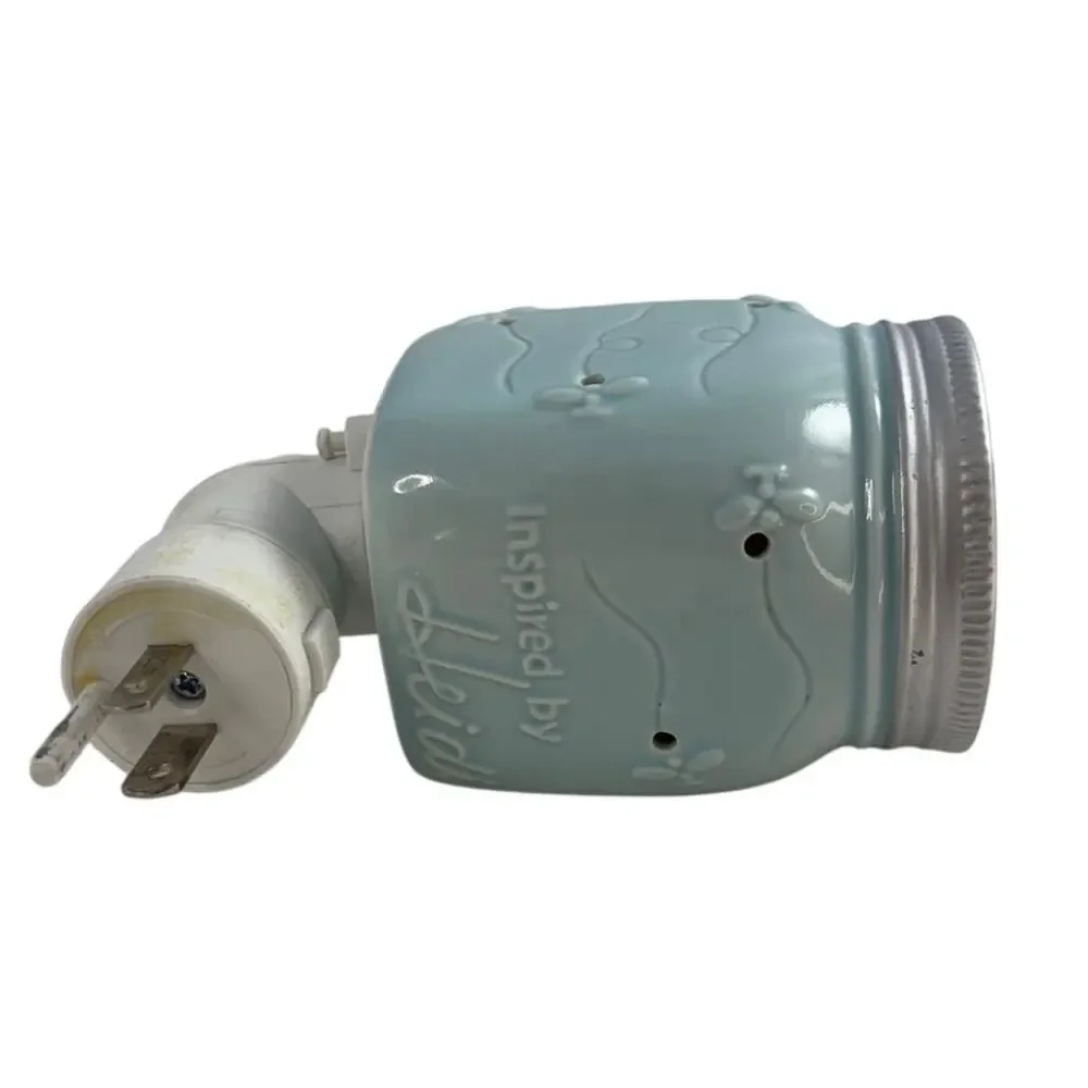 Scentsy Blue Mason Jar‎ Plug-In Warmer Fireflies Night Light Glass Wax Melt